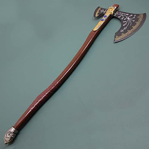 Asca di Karatos fatta a mano Replica Cosplay Armatura Costume Arma da Guerra Ascia Prop 440 Acciaio Trattato Bordo Intagliato Manico in Legno per una migliore presa