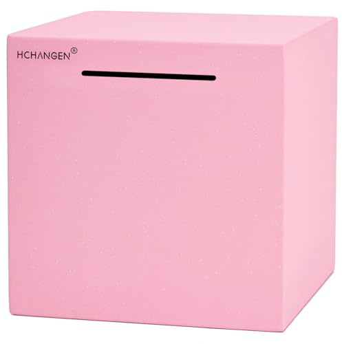HCHANGEN Unbreakable Piggy Bank for Adults, Stainless Steel Money Bank for Real Cash Savings, Must Break to Open Saving Box, Large Capacity Safe Coin Bank for Kids & Teens (Pink, 5.9inches)