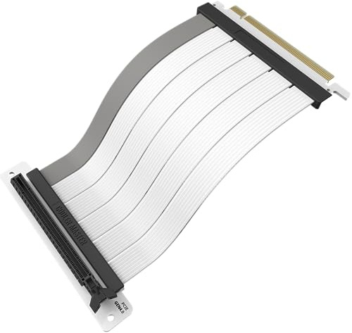 Cooler Master MasterAccessory Riser Cable PCIe 4.0 x16 200mm V2 White, PCIe 4.0 | Older Compatible, EMI shielded 30 AWG, TPE Cable Sleeves, Protective ABS Casing for GPU Card (MCA-U002R-WPCI40-200)