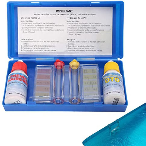 Onlynery Kit per Test dell'Acqua - Cloro per Piscina,Scatola per Test dell'Acqua della Piscina per testare e Cloro, Forniture per la Manutenzione della Piscina