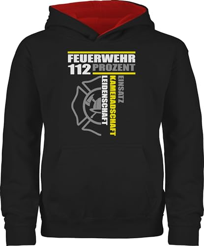 Shirtracer - Pullover Kinder Hoodie Jungen Mädchen - Feuerwehr 112 Prozent Einsatz Kameradschaft Leidenschaft I Freiwillige Feuerwehr Geschenk