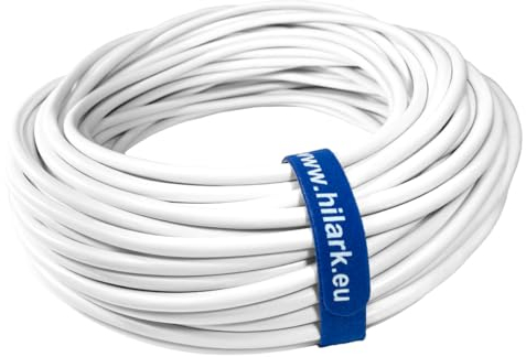 Hilark cable tech NYM-J 3x1,5 mm2 3g1,5 - Cavo per ambienti umidi, cavo per corrente forte, cavo elettrico, cavo di installazione, 25 m, colore: Bianco