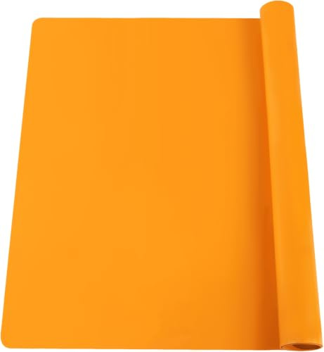 Extra Large Silicone Mats for Kitchen Counter, 27.6'' x 19.7'' Kids Placemats, Nonstick Baking Mat, Heat Resistant Orange Kids Placemats, 1Pcs