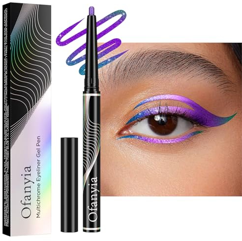 Greyghost Retractable Eyelin Multichrome Pencil, Waterproof Smudge-Proof Metallic Pen 24h Long-Lasting Gel High-Pigmented (#4 Aurora)