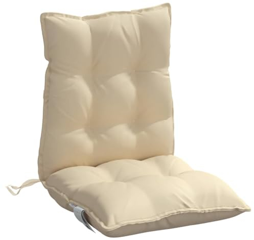 vidaXL Niedriglehner Auflagen 2 STK., Gartenstuhlauflagen mit Bänder, Sitzauflagen Polster für Gartenstuhl, Polsterauflagen, Beige Oxford-Gewebe