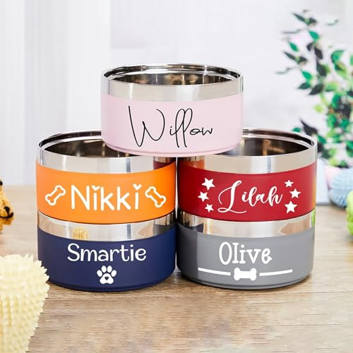 ggtg Custom Dog Bowl,Personalized Dog Food Bowl with Name,Stainless Steel Cat Feeder Bowl Pet Gift,Personalised Dog Bowl (14cm)