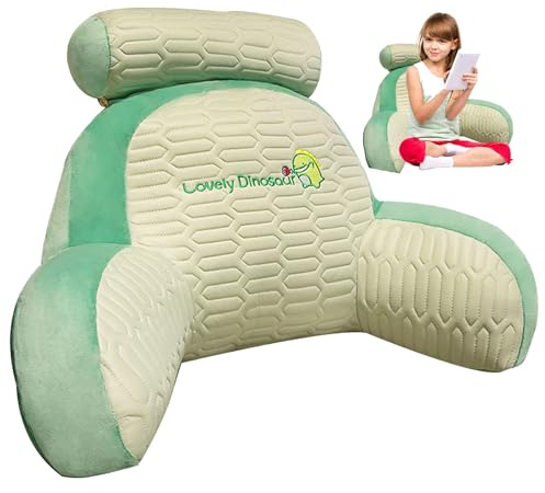 HYSMF Lesekissen für Kinder, zum Aufsitzen im Bett, Rückenlehnenstütze, Rückenkissen zum Sitzen im Bett zum Lesen, Design, süßes Rückenkissen für Erwachsene und Kinder, Green-L