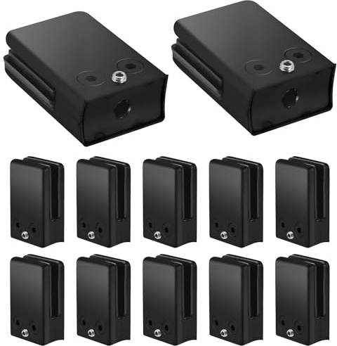 Abrazaderas de vidrio de 10-12 mm, 12 abrazaderas de balaustrada de vidrio negro, kit de clips de soporte de vidrio de acero inoxidable para barandilla de escalera panel de vidrio