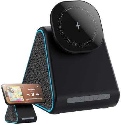Altavoz cargador inalámbrico, estación de carga inalámbrica | Altavoz inalámbrico con sonido envolvente HD - Presidente inalámbrico del cargador inalámbrico magnético, soporte del teléfono celular par