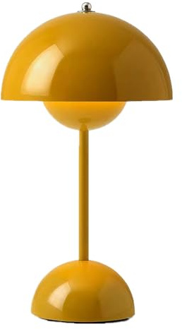 TRIXES Rechargeable Mustard Yellow Mushroom Table Lamp - Portable Cordless Lamp - 2000mAh USB Chargeable - Lounge, Bedroom, Home Décor