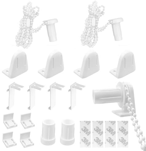 2 Set Rollo Halterung Fenster 17mm Ohne Bohren Ersatzteile Doppelrollo Klemmhalter, Ersatzteile Rollo Klemmfix Blind Beschläge Set für Seitenzugrollo, Doppelrollo, Verdunkelungsrollo, Weiß