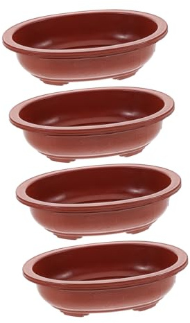 Yardwe 4 Pezzi Vaso per Bonsai in Plastica Spessa, Vaso da Fiori da Interno per Piante e Orchidee, Fioriere Ovali Resistenti per Decorazione Casa, Soggiorno e Scrivania