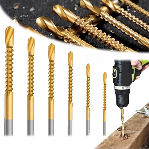 Twist Drill Bit Set Power Tool Accessories 6 PCS, High-Strength Eccentric Twist Drill Bit, Titanium Drill Bit Set, Metal Drill Bit Set for Steel, Woodworking Wood Metal Plastic Hole Holesaw Tool (6PC)
