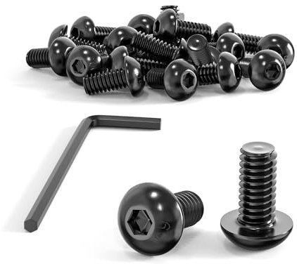 ORTAVA Tornillos de cabeza alomada M4 x 8, 50 unidades, tornillos negros, tornillos de cabeza redonda con hexágono interior ISO 7380, rosca completa, con cierre hexagonal interior