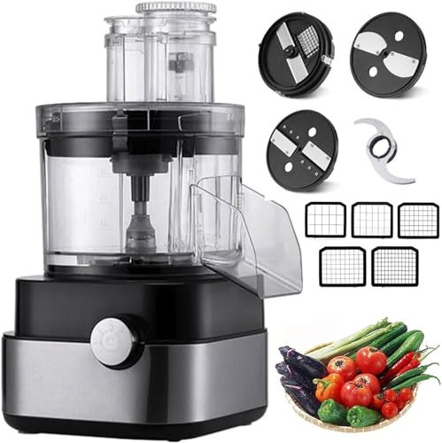 Procesador de alimentos comercial, picador de verduras eléctrico grande de 5 l, 600 W, triturador de verduras profesional multifuncional, rallador, picadora de carne multifuncional, licuadora con 5 cu