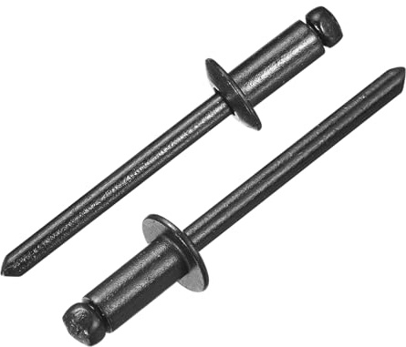 sourcing map 100 remaches ciegos de aluminio de 3/16 x 3/8 pulgadas, mango de aluminio y mandril de acero, remaches divididos largos de cabeza de cúpula para metal, muebles, automoción, color negro