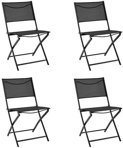 Yaheetech 4er-Set Klappbarer Gartenstuhl Klappstuhl Terrassenstühle Tragbar & Platzsparend Essstühle für Außenbereich Balkonstuhl bis 100 kg Belastbar Schwarz