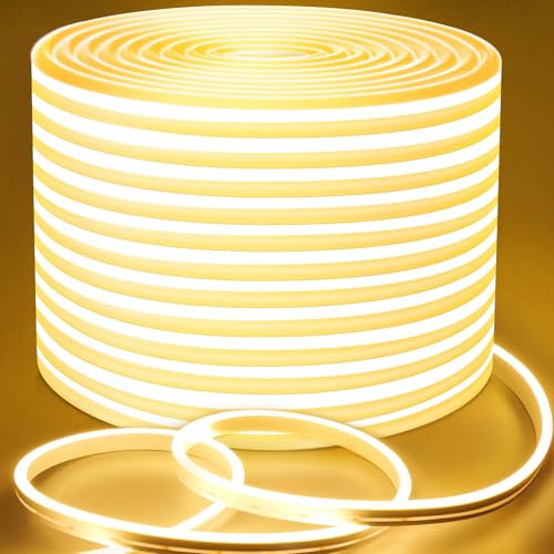 Lamomo LED Streifen 20M, Neon Dimmbar LED Strip, Warmweiss Wasserdicht 3000K Led Leiste, Silikon Flexibel Outdoor Lichtleiste, Flexibel Indirekte Beleuchtung für Innen Aussenbereich Heim Küche Deko