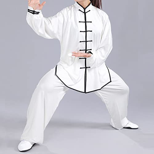 007,M,Tai Chi Uniform Clothing Kung Fu Martial Arts Sets Men Women Shaolin Morning Exercise Wing Chun Taekwondo Milk Silk Training Clothes Long Sleeves Light Apparel