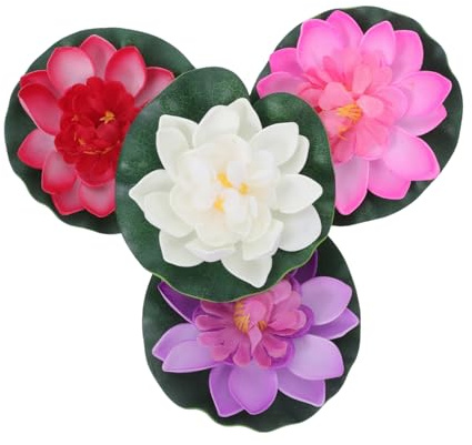 ERINGOGO 4 Stück Simuliertes Lotusblatt Simulation Lotusblume Lotus- schwimmende Pflanze schwimmende Blumen für Springbrunnen Teichblüten Schwimmende Blumen für den Pool Seerose Eva