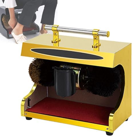 Cireuse à chaussures à induction automatique, nettoyeur électrique avec double brosse combinée, kit de nettoyage de chaussures en cuir portable avec dépoussiérage et polissage, pour maison,Yellow