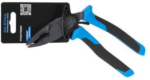 SW-Stahl 40415SB - Pinza combinata, angolata, lunghezza 200 mm, rivestita in titanio, con molla di apertura, impugnatura a 2 componenti, in acciaio per utensili forgiato, indurito a olio, per filo