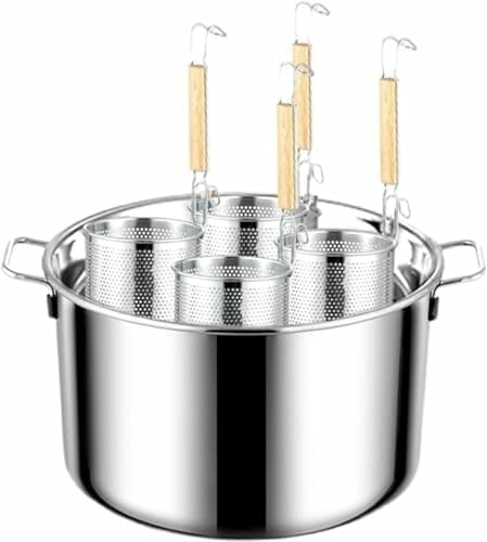 Pentola multifunzione con colino, set di inserti per cottura a 3/4/5 fori, in acciaio inox, multiuso, antiaderente, per spaghetti e noodles con cestello per una pulizia senza sforzo
