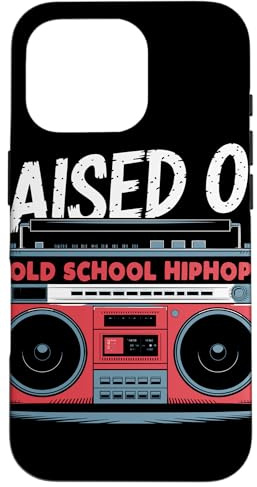 RAISED ON OLD SCHOOL HIPHOP Boombox Années 80 Musique Rap Coque pour iPhone 16 Pro