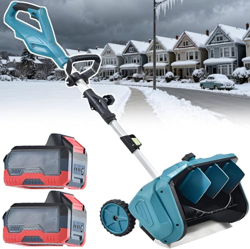 ErShangMao Heavy-Duty Electric Snow Plowing Machine - Cordless Snow Blower, 40.7cm Wide Path, 90% Faster vs Manual, Telescopic Handle,Snow Shovel for Patios, Sidewalks 2batteries