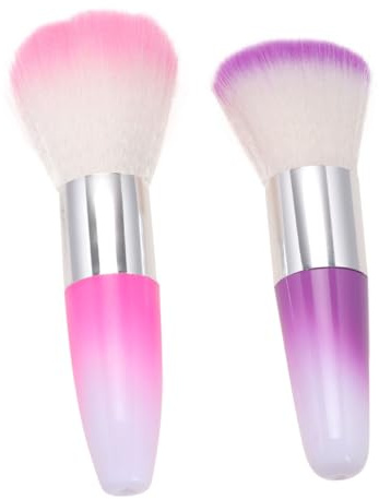 Cepillo de Uñas de Nailon para Polvo, Paquete 2 Piezas, Rosa Púrpura | Limpieza de Polvo en Uñas Acrílicas, Uso Profesional o DIY en Casa, Cerdas Resistentes y Fáciles de Llevar