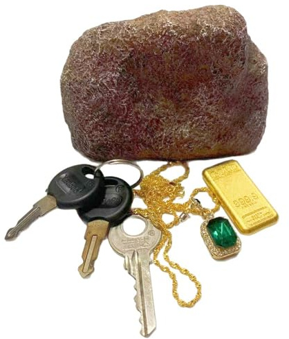Mxshc Portallaves de Roca Falsa - Caja de Seguridad Impermeable Secreta con Apariencia de Piedra Falsa,Estuche Almacenamiento para Senderos Jardín Vacaciones Garaje Geocaching Patio Trasero Porche