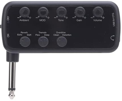 Fabater Bass-Kopfhörerverstärker, Gitarren-Bassisten-Übungsverstärker, Gitarren-Kopfhörerverstärker, Vielseitige Klangoptionen und Effekte, 600-mAh-Akku, OTG- und AUX-Unterstützung