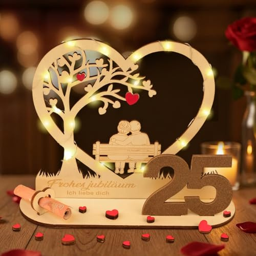 ARTREE Regalo de dinero para bodas, 25 regalos de madera para decoración de bodas de plata, regalo de boda de plata, regalo de 25 aniversario de boda para regalos, idea de regalo para el 25