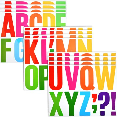 10.1cm Buchstaben Aufkleber Groß, 136 Stück/12 Blatt Klebebuchstaben Bunt Selbstklebende Buchstaben Vinyl Sticker, Buchstaben zum Aufkleben Wetterfest,für Postfach,Schilder,DIY