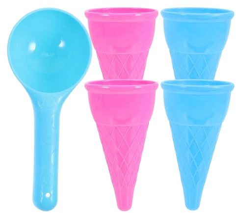 CLISPEED Lot de 5 Sets de Cuillères à Glace en Plastique de Cornet, Jouets de Plage pour Garçon et Filles, Coloris Aléatoire, Adaptés aux Jeux Extérieurs Bac à Sable Couleur Aléatoire