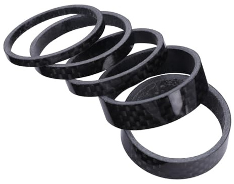 MAGICLULU Kit de 5 Entretoises de Direction en Fibre de Carbone pour Vélo, 3mm/5mm/10mm, Ensemble D'entretoises de Casque Léger et Résistant, Accessoires Vélo pour Réglage de Fourche VTT