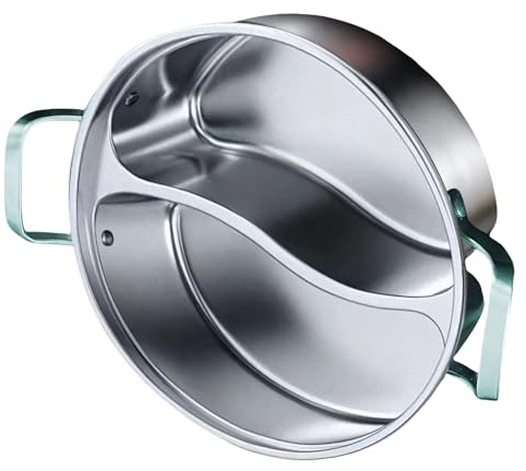 Ollas calientes de doble compartimento de 32 cm y 34 cm, acero inoxidable 316 de alta calidad, para reuniones familiares y uso comercial, sin tapa, ollas calientes de doble sabor