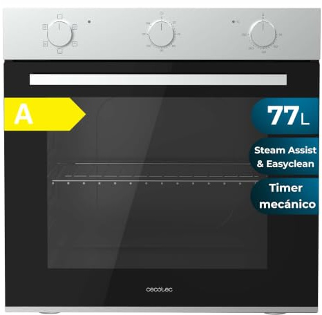 Cecotec Horno Integrable 77L Bolero Hexa C126001 Line Time A | 2800W, Convencional, 5 Funciones, Bajo Consumo, Funciones con Vapor Steam Assist y Steam EasyClean