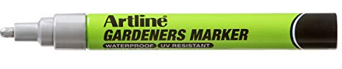 Artline Gardeners Markers | Professional Series | For Use On Plants, Labels, and More | UV Resistant | Waterproof | EKPR-GDM | 2.3mm Bullet Tip | Pack of 12 | Silver