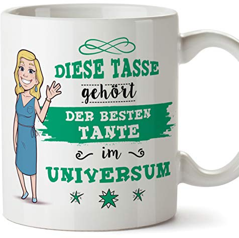 (Taza en alemán) Aunt Mug/Mug Gift Taza de café Hermosa y Divertida - Esta Taza Pertenece a la Mejor tía en el Universo - cerámica 350 ml
