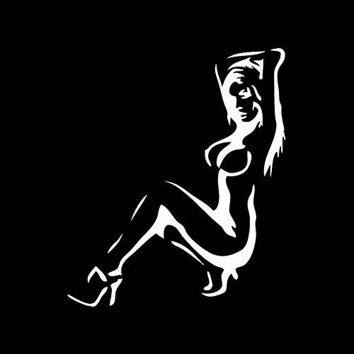 EROSPA® Auto-Aufkleber - Sexy Frau/Girl/Woman - Brust Nackt - Car-Sticker (Weiß)