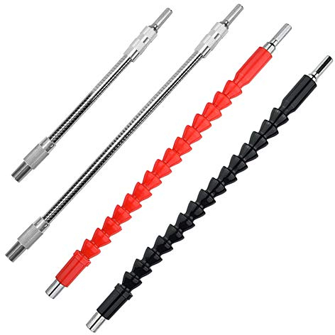 FineGood 4 Stück Flexible Bohrerverlängerung, weicher Bohrer-Anschluss-Adapter, Schraubendreher, Verlängerungsschaft für Bohrmaschinen