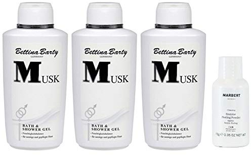 Bettina Barty Musk Bath & Shower Gel 3 x 500 ml + Marbert Enzyme Peeling Puder 10 g Gratis
