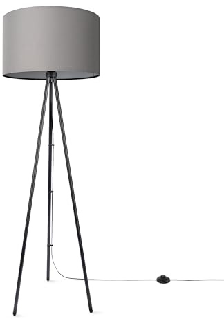 Paco Home Lámpara De Pie Salón Dormitorio Lámpara De Pie Trípode Uni Pantalla De Tela LED Redonda Moderna E27 Unicolor