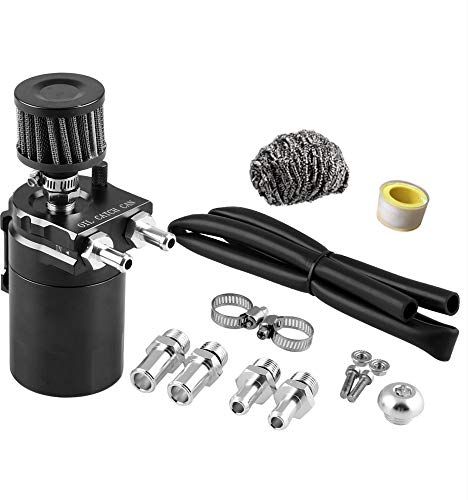 0.3L Oil Catch Breather Can Universal Baffled Aluminum Reservoir Tank With Filter & Stainless Steel Wool