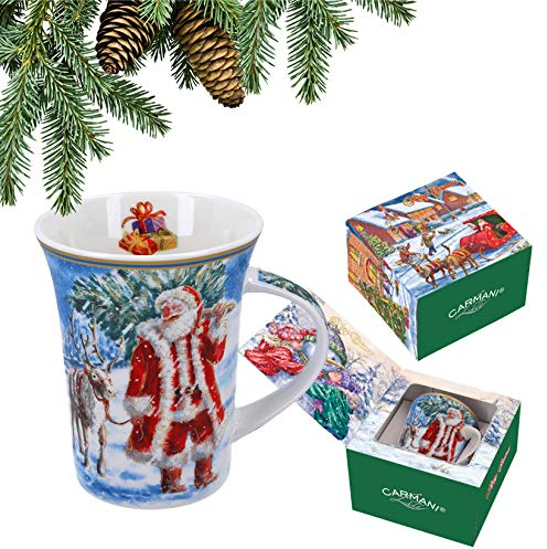 CARMANI - Tasse en porcelaine décorée avec un theme de Noël 350ml
