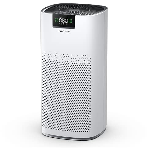 Pro Breeze Ultra-Powerful Air Purifier for Large Rooms (1500 sq ft) – CADR of 460 m³/h – H13 HEPA Filter, UV-Cleansing Light, Ionizer, 3 Layer Filtration System, Captures 99.95% of Airborne Particles