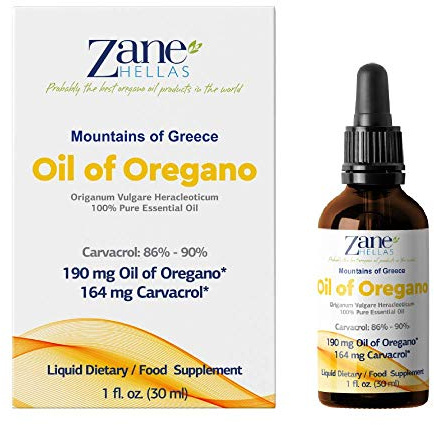Zane Hellas 100% Outspädd Oreganoolja, 2 fl. oz. - 60 ml | Grekisk Eterisk Olja, 86% Min Karvakrol, 164 mg Carvacrol per Portion, Förmodligen den Bästa i Världen