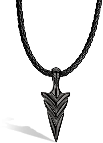 SERASAR Lederkette Herren Leder Halskette mit Anhänger - 60cm Schwarz Lederband Kette Schmuck Schachtel für Männer Echtleder Geschenk Leather Necklace Men Jewelry Band