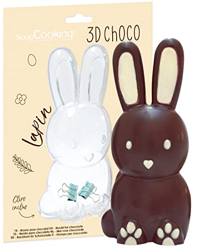 ScrapCooking - Schokolade Hase Backform - 3D Form fur Schokoladenhasen - Bunny Figur Schoko von Ostern - Backzubehör Professionelle Qualität - Schokoladenform - 6757, Durchsichtig